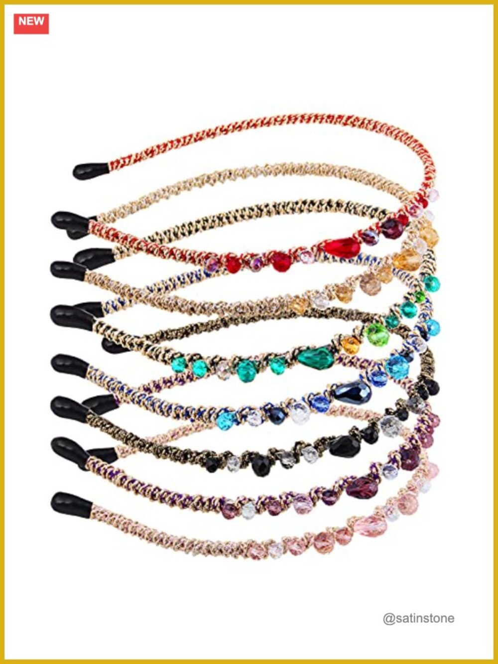 7 Pack Crystal Flower Headbands Faux Rhinestones Hairband Metal Headdress